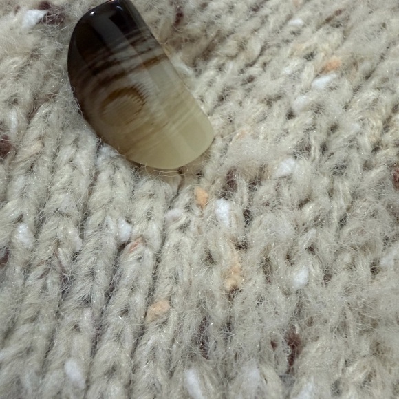 Zara Oversized Chunky Knit Cardigan Sweater Beige Speckled Button Front M-L. - Picture 4 of 7